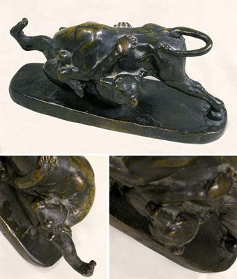 Lot 371 - Patinated-Bronze Group of Bull and Bear After...