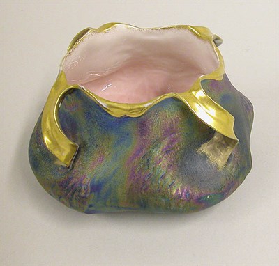 Lot 335 - Carlsbad Pottery Four-Handled Vase With gilt...