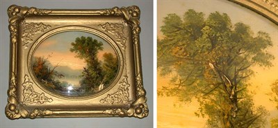 Lot 369 - Continental Eglomise Landscape Picture Oval 48...