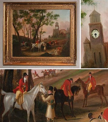 Lot 339 - Clock Painting Oil on canvas depicting a...