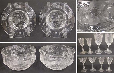Lot 605 - Wheel Engraved Glass Stemware Service...