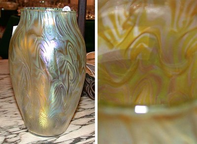 Lot 526 - Unsigned Loetz Glass Vase Of flattened...