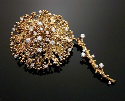 Lot 368 - Large Gold and Diamond Flower Pin