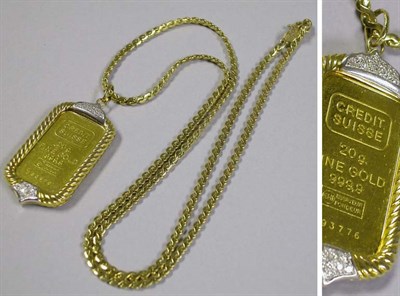 Lot 498 - Gold Ingot Pendant and Chain