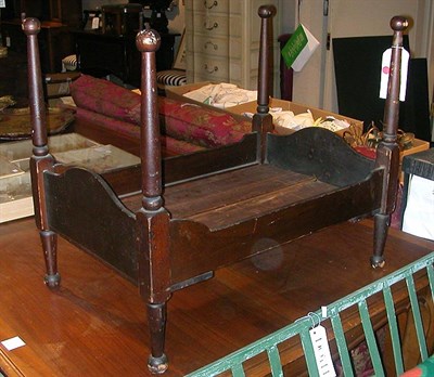 Lot 298 - American Stained Pine Doll's Bed 19th Century