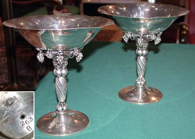 Lot 2436 - Pair of Georg Jensen Sterling Silver Footed...