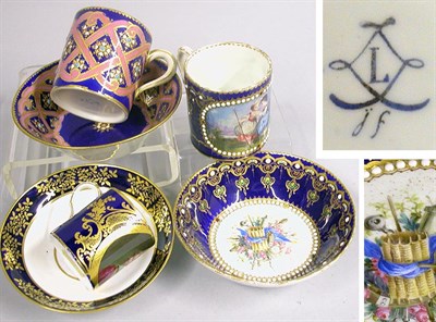 Lot 2412 - Two Sevres Porcelain Cups and Saucers In the...