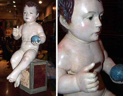 Lot 311 - Baroque Style Painted Figure of a Putto