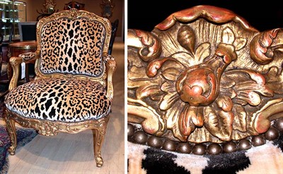 Lot 2649 - Louis XV Style Carved Gilt-Wood Upholstered...