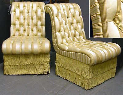 Lot 437 - Pair of Victorian Style Upholstered Slipper...