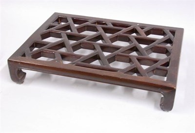 Lot 2318A - Chinese Teak Low Stand Carved with a geometric...