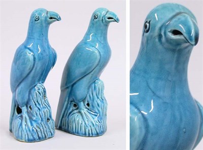 Lot 2276 - Pair of Turquoise Glazed Pottery Figures of...