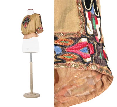 Lot 3384 - Iridescent Mustard Silk Chiffon Embroidered...