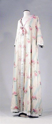 Lot 3382 - Soft Pink Floral and Aquamarine Stripe Print...