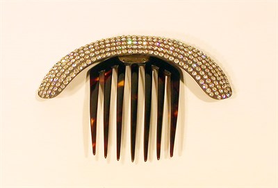 Lot 3400 - Tortoise Shell and Rhinestone Hair Comb French,...