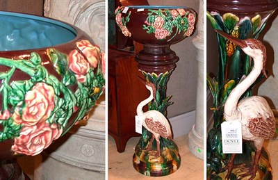 Lot 442 - Majolica Jardiniere and Pedestal The bowl...