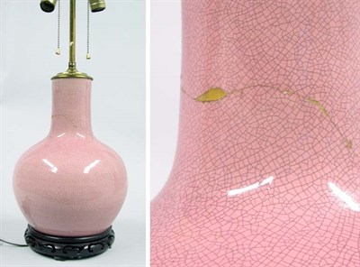 Lot 2360 - Chinese Pink Glazed Porcelain Bottle Vase...