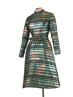 Lot 3517 - Scaasi Metallic Green Cocktail Dress American,...