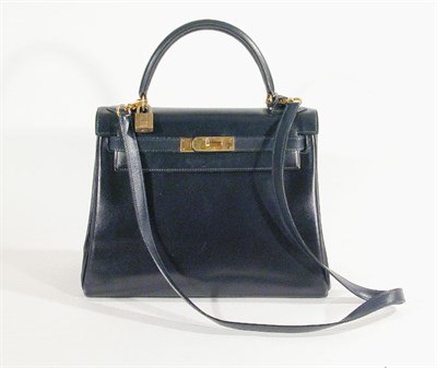 Lot 3743 - Hermes Navy Kelly Bag With lock and key in...