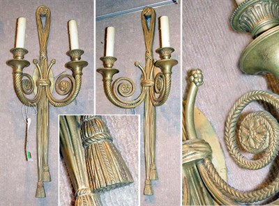 Lot 394 - Pair of Louis XVI Style Gilt-Metal Two-light...
