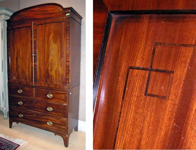 Lot 507 - Regency Inlaid Mahogany Linen Press