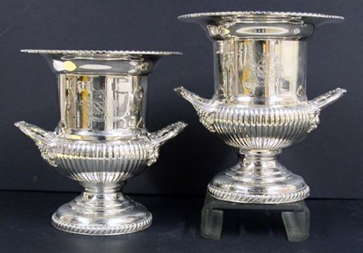 Lot 2410 - Pair of Silver Plated Campana-Form Wine...