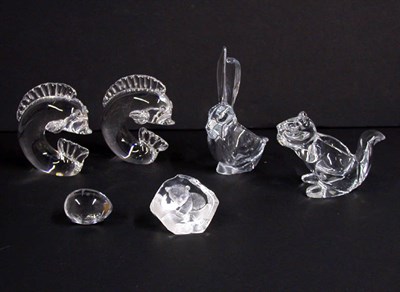 Lot 2277 - Group of Six Crystal Animal Figures Comprising...