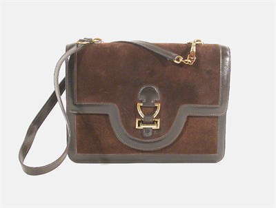 Lot 3748 - Hermes Brown Suede Shoulder Bag Of rectangular...