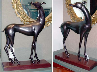 Lot 320 - Companion Pair of Art Deco Style Brown Painted...
