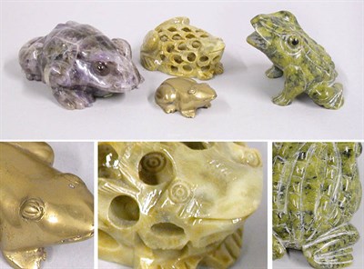 Lot 2274 - Group of Figures of Frogs Comprising a carved...