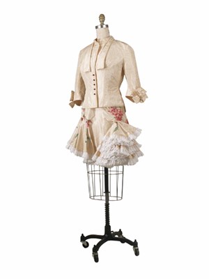 Lot 3614 - Galliano Creme Silk Faille and Floral Applique...