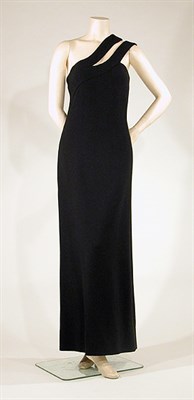 Lot 3516 - Galanos One Shoulder Black Wool Crepe Dress...