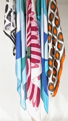 Lot 3789 - Group of Five Silk Scarves Three Balmain with...