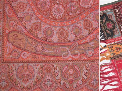 Lot 3838 - Signed Rectangular Paisley Shawl Circa 1872...