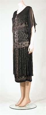 Lot 3411 - Black Crepe de Chine Beaded Flapper Dress...