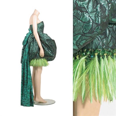 Lot 3604 - Nina Ricci Green Metallic Green Matelasse Poof...