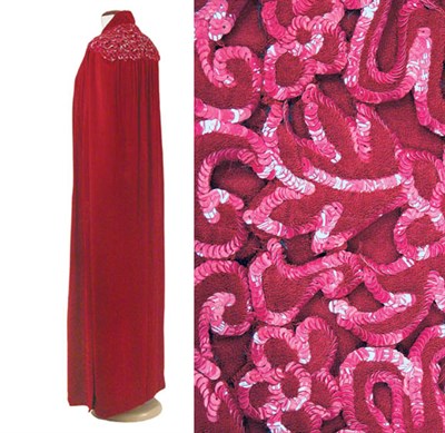 Lot 3417 - Cranberry Chiffon Velvet Manteau Possibly...