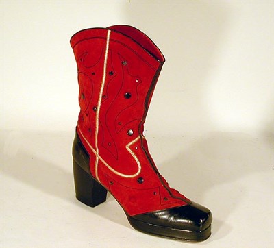 Lot 3797 - Herbert Levine Red Suede Cowboy Boots American,...
