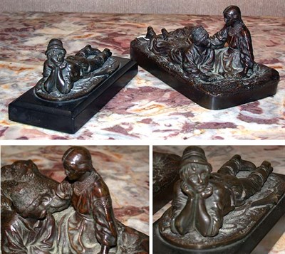Lot 452 - Two Russian Patinated-Bronze Figural Groups...