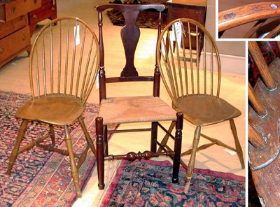 Lot 2066 - Two Windsor Bow Back Side Chairs Early 19th...