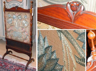 Lot 510 - Victorian Mahogany and Needlework Inset Fire...