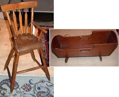 Lot 120 - Rustic Pine Child's Highchair and Doll's Cradle