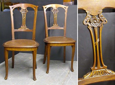 Lot 524 - Pair of French Art Nouveau Carved Walnut Side...