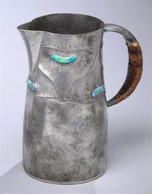 Lot 2605 - Tudric Pewter, Cane and Enameled Cream Pot Of...