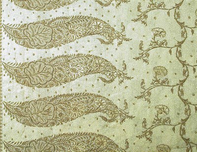 Lot 3822 - Gold Silk Brocade Sari Elaborate botehs...