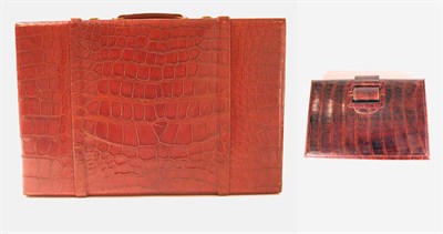 Lot 3692 - Brown Crocodile Compact Cosmetic Case Interior...