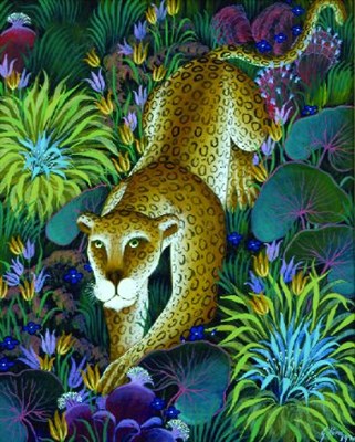 Lot 4 - Gustavo Novoa Chilean, b.1941 JAGUAR IN BLUE...