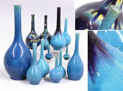 Lot 2255 - Group of Thirteen Japanese Blue Pottery Sake...