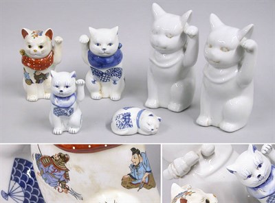 Lot 2231 - Group of Six Japanese Porcelain Figures of Cats