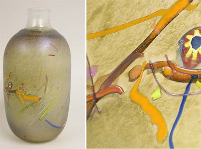 Lot 494 - Bertil Vallien Boda Iridescent Glass Vase Of...